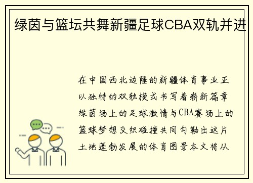绿茵与篮坛共舞新疆足球CBA双轨并进